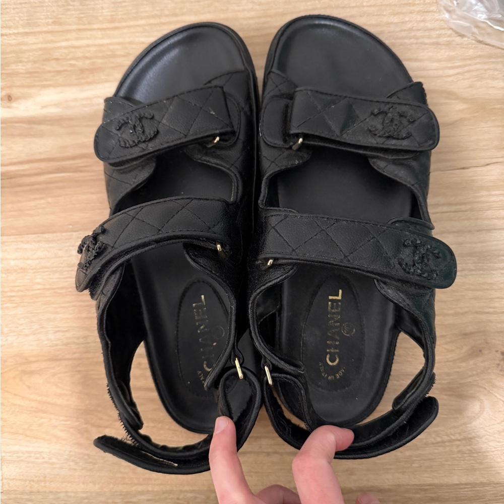 CHANEL Black Quilted Women's Sandals